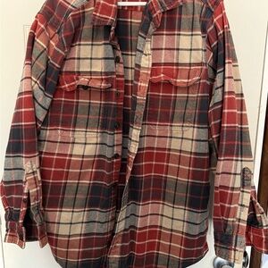 Classic Plaid Long Sleeve Shirt - Red, Black, and Cream